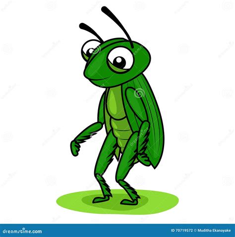 Standing Grasshopper Cartoon Character Vector Illustration