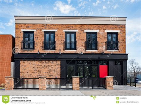 Brick Commercial Building With Black Accents Stock Image Image Of