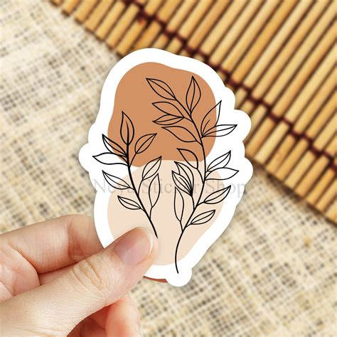 Boho Floral Leaf Sticker Cute Stickers Laptop Stickers Etsy