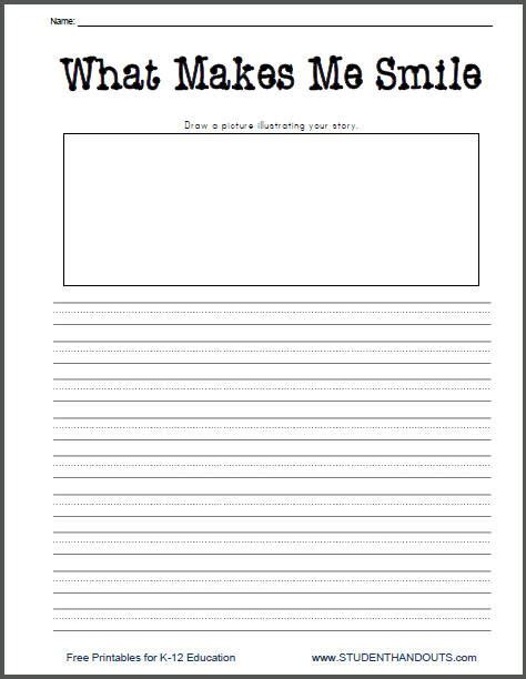 • our first expectation should be . What Makes Me Smile - Free Printable K-2 Writing Prompt ...