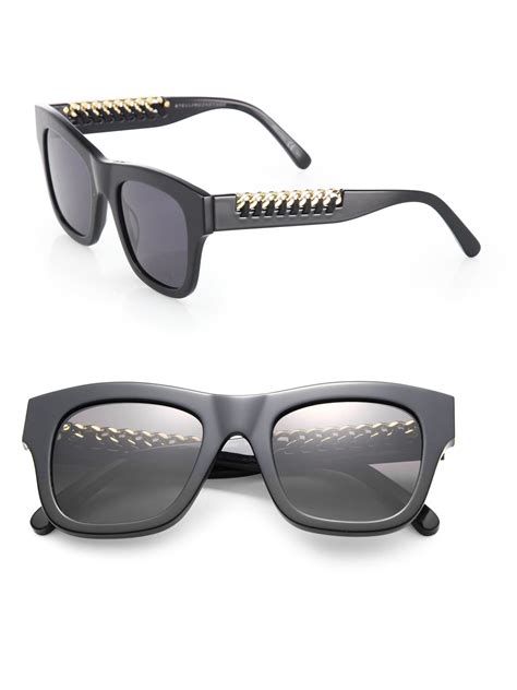 Stella Mccartney Falabella Chain 49mm Square Sunglasses In Black Lyst