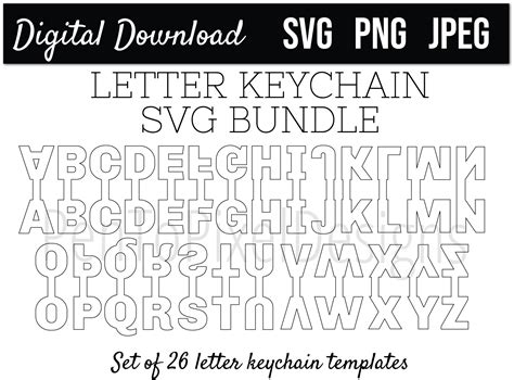 Letter Keychain Template SVG Bundle Keychain Blank SVG | Etsy