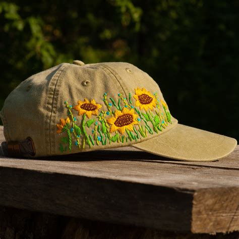 Excited To Share The Latest Addition To My Etsy Shop Hand Embroidered Sunflowers Woman Hat