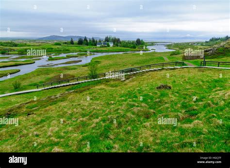 Rift Valley Landscape In Thingvellir National Park Iceland Stock