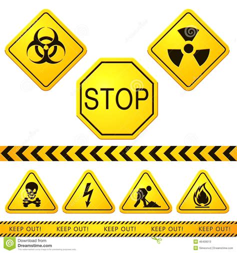 Danger And Caution Street Signs 01 Stock Vector