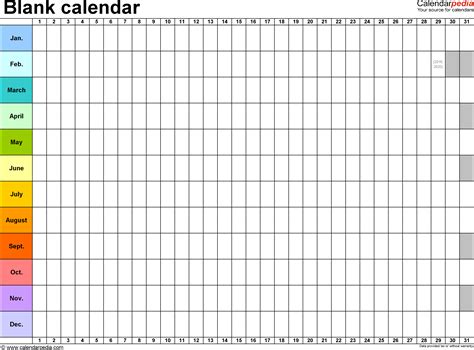 Blank Calendar 9 Free Printable Microsoft Excel Templates Blank