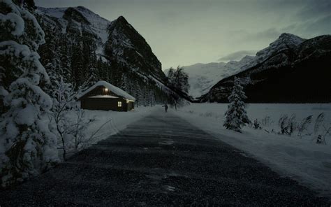 Creepy Mountains Winter Snow Roads Cabin Wallpaper 1680x1050 227426