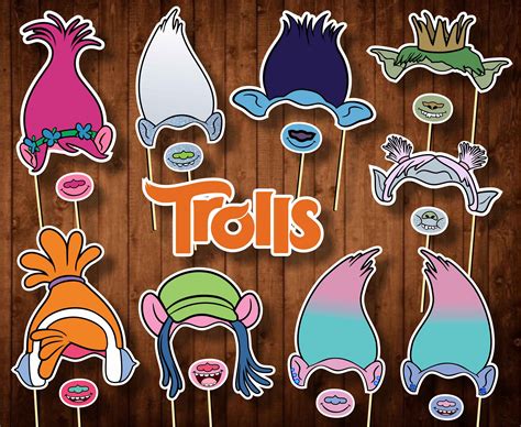 Trolls Photo Booth Props Printable Party Decorations Trolls Etsy