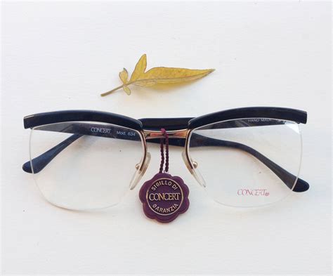 vintage browline eyeglasses deadstock gold and black concert