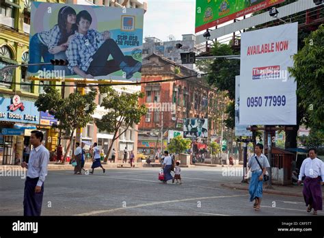 Myanmar Burma Yangon Street Scene Stock Photo Alamy
