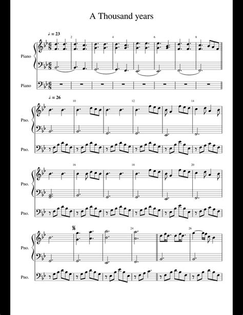 A Thousand Years Sheet Music For Piano Download Free In Pdf Or Midi