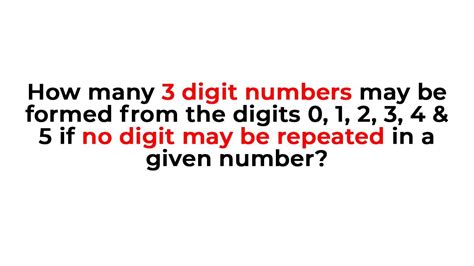 How Many 3 Digit Numbers May Be Formed Without Repetition Youtube