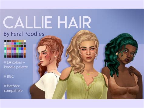 Feralpoodles Callie Hair Sims 4 Maxis Match Sims Hair