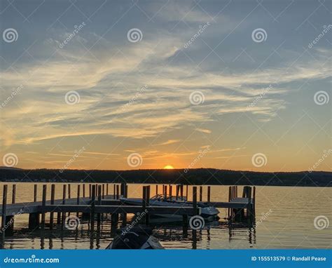 Lake Dock At Sunset Stock Image Image Of Dock Sunset 155513579