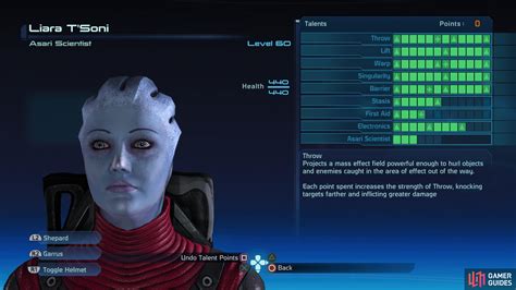 Best Liara Build Liara Tsoni Companions Mass Effect 1 Legendary