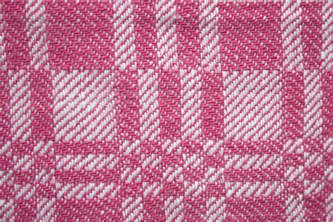 Pink And White Woven Fabric Texture With Squares Pattern Picture Free