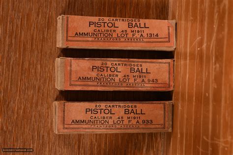 3 20 Round Boxes Ww2 45 Acp Ammo 1942