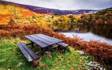 Nature Landscape Table Bench Lake Wallpapers Hd