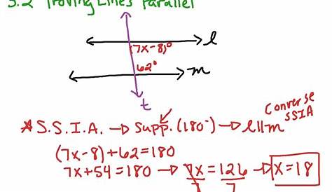 Proving Lines Parallel Worksheet