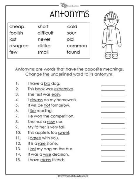 Synonyms And Antonyms Worksheets 4th Grade