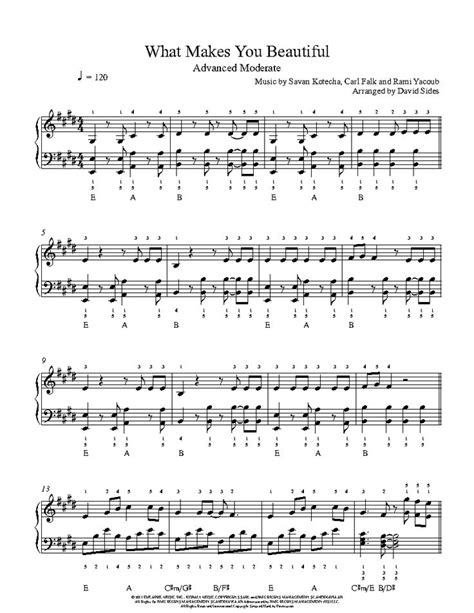 What Makes You Beautiful By One Direction Piano Sheet Music Advanced