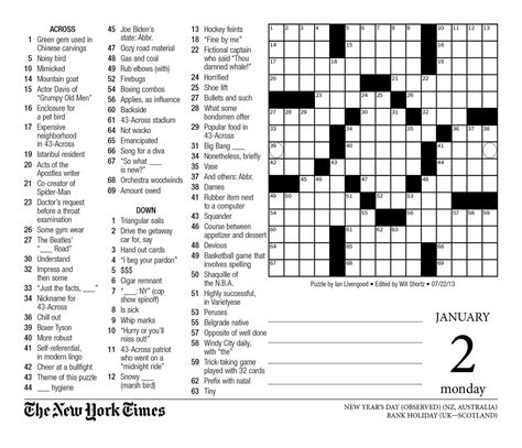 Free daily printable crossword puzzles june 2019, free daily printable crossword puzzles october 2019. Printable New York Crossword Puzzles in 2020 | Crossword ...