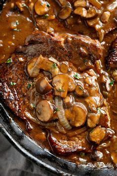 Evenly season ribeye steaks with salt and pepper, to taste. Steak and Gravy | cafedelites.com | Beef recipes, Steak ...