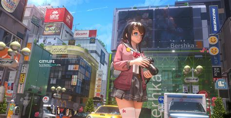 Anime Girl With Camera City Life 4k Wallpaperhd Anime Wallpapers4k Wallpapersimages