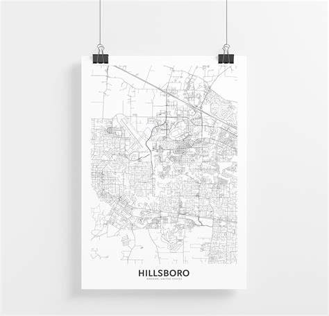 Hillsboro Map Print City Map Wall Art Hillsboro Map Travel Etsy