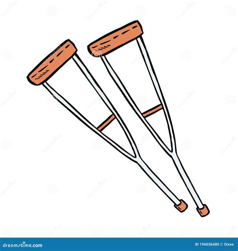 Cartoon Crutches Disabled Support Icon Vector Illustration