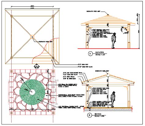 Pergola Details Cadbull