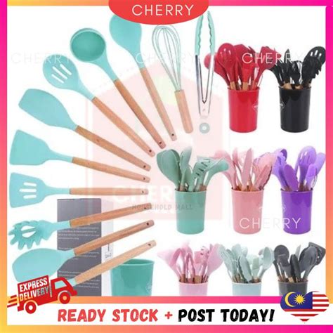 🍒cherry🍒12pcs Cooking Tools Kitchen Cookware Set Silicone Utensil