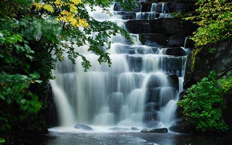 Download Wallpaper 3840x2400 Waterfalls Cascades Water Trees 4k