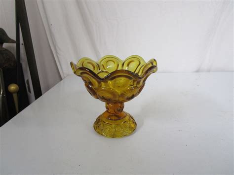 Vintage Amber Glass Candy Dish Etsy