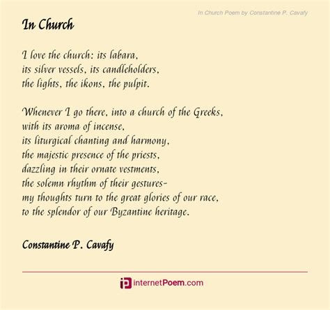 In Church Poem By Constantine P Cavafy