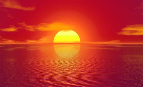 Sunset And Horizon Orange Reflection Hd 4k Wallpaper