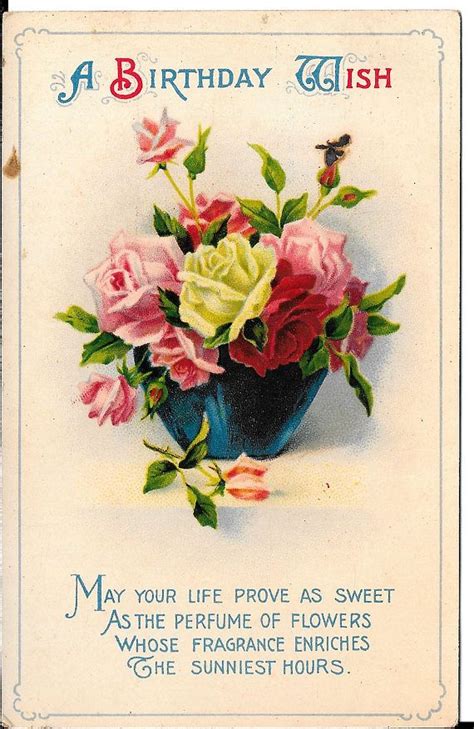 This card is used and dates back to the 1950s. Vintage Birthday Postcard, Vase of Flowers, Antique Post ...