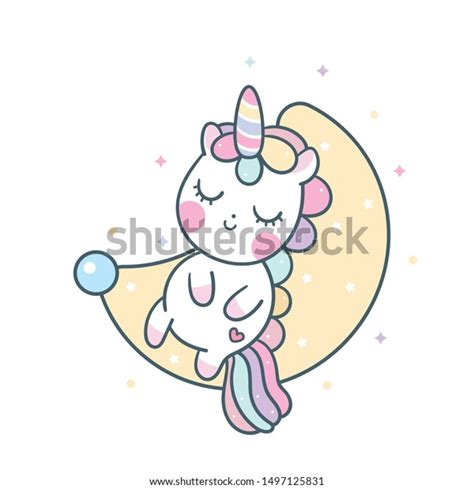 Cute Unicorn Vector Pony Cartoon On Stock Vector Royalty Free 1497125831