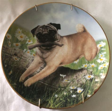 Danbury Mint Pug Limit Edition Plate Pug In Play By Simon Mendez W