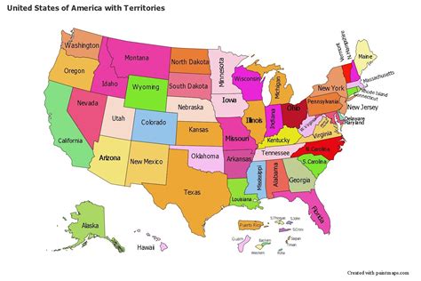 Sample Maps For United States Of America With Territories Colored