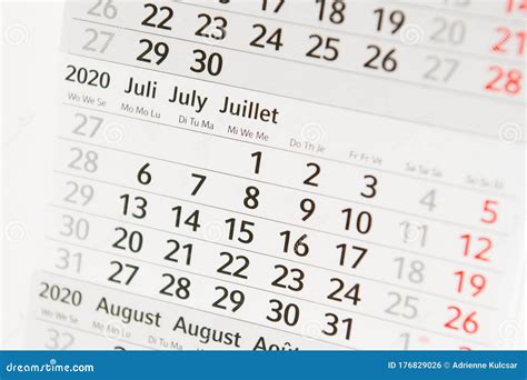 Calendar Planner For The Month July 2020 Stock Photo Image Of 2020