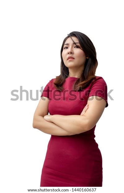 Confident Asian Woman Cross Arm Red Stock Photo 1440160637 Shutterstock