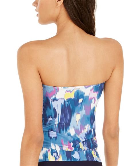 Dkny Shimmer Printed Tie Front Bandeau Tankini Top And Reviews