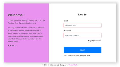 Responsive Free Login Form Template For Portal