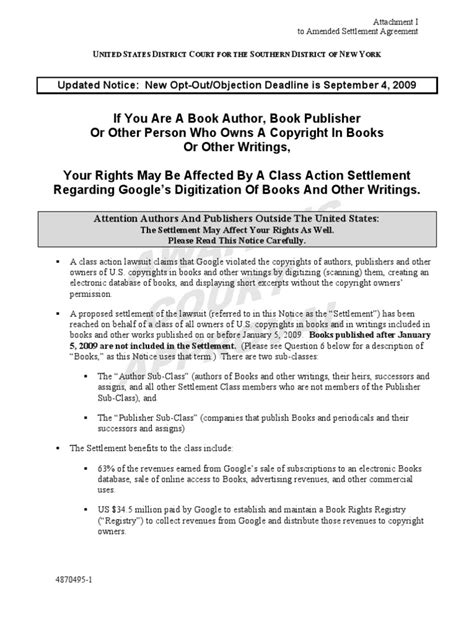 attachment i notice of class action settlement copyright law of the united states lawsuit