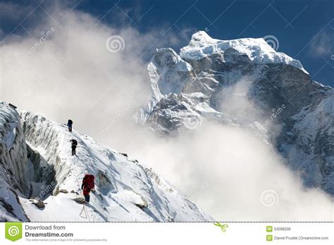 Group Of Climbers On Mountains Stock Photo Image Of Hike Climb 53098208