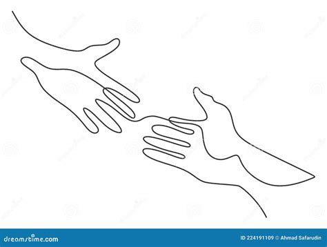 Continuous Line Drawing Of Two Hands Barely Touching One Another