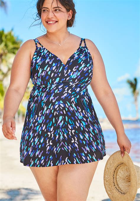 Two Piece Swim Dress Plus Size Active Swimwear Woman Within
