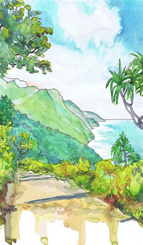 Kauai Art Hawaii Wall Art Coastal Beach Print Watercolor Etsy
