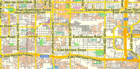 Phoenix Arizona Us Map Vector Exact City Plan Low Detailed